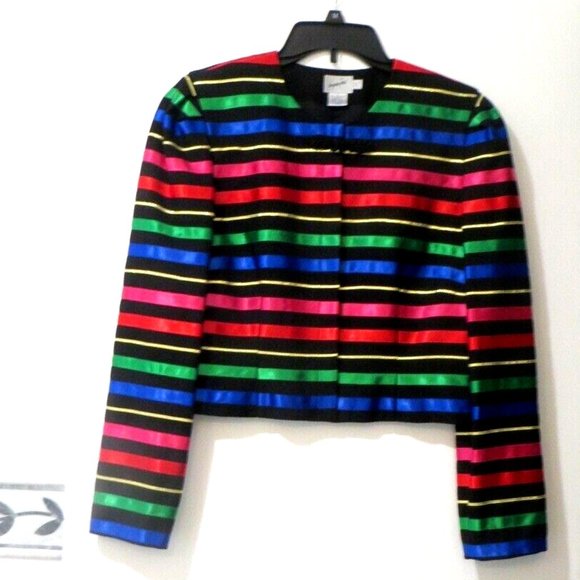 SALE Jacqueline Ferrar 80's Ribbon Stripe Jacket EUC - Picture 3 of 6